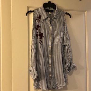 Cold shoulder button up shirt